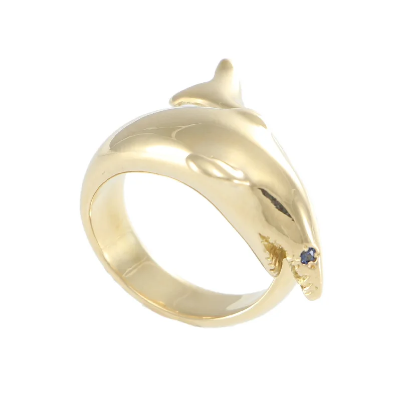 Tiger Shark Sapphire Wrap Ring 18k Yellow Gold Smooth Polished Comfortable Band