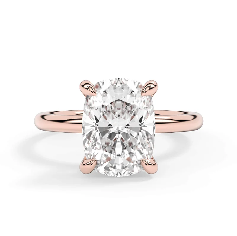 Under Halo Diamond Accented Engagement Ring with Plain Band