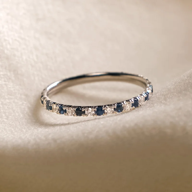 Vault #01 - Sapphire & Diamond Eternity Ring in 14k White Gold