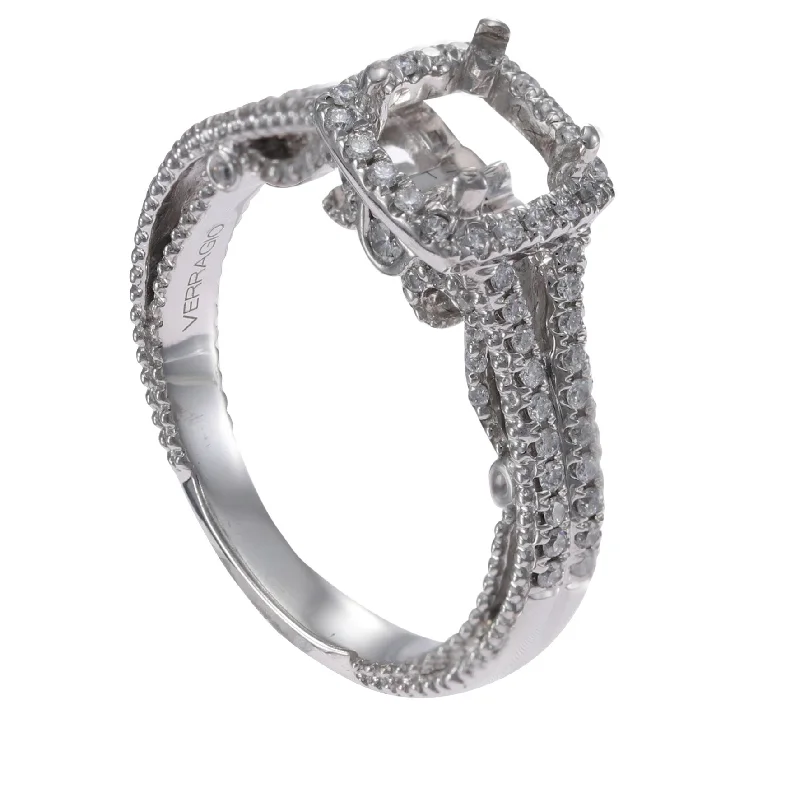 Verragio Couture Round Halo Diamond Engagement Ring Setting 18k White Gold $4700