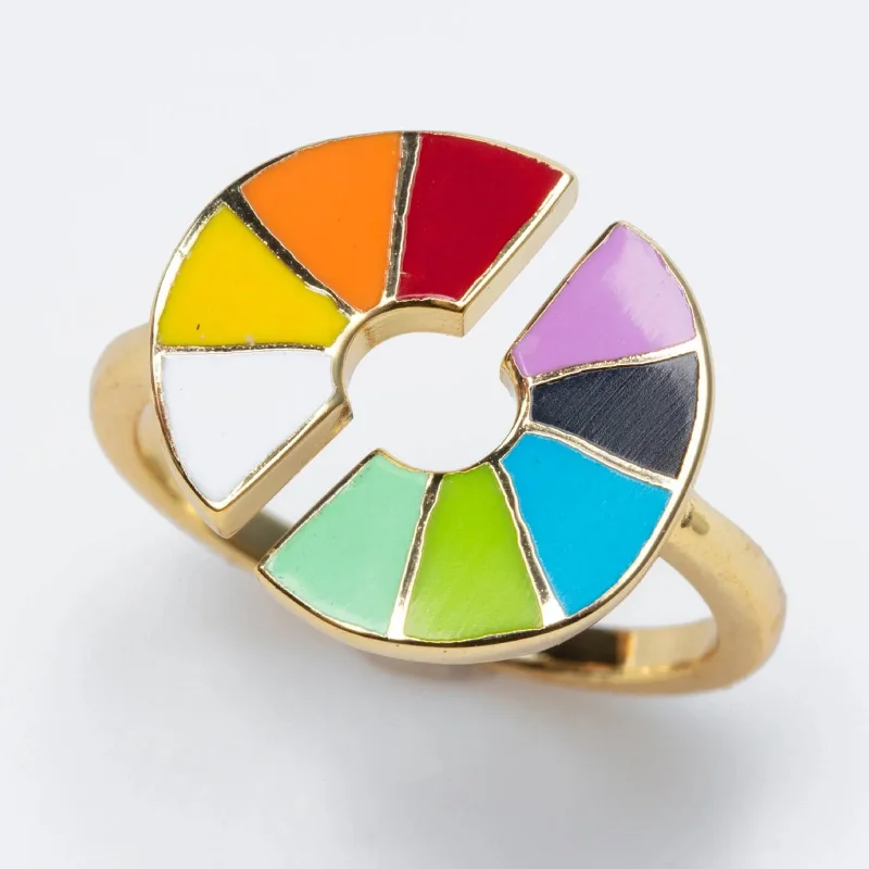 Yellow Owl Adjustable Ring - Color Wheel