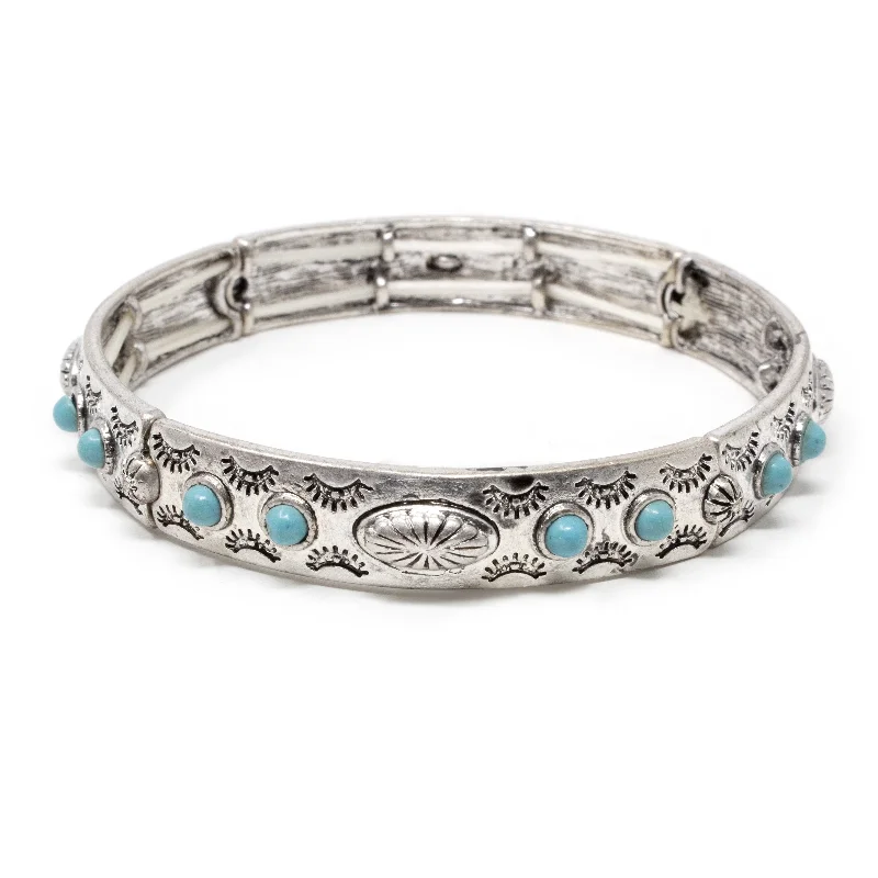 Antique Silver Stretch Bracelet Marocq Turquoise