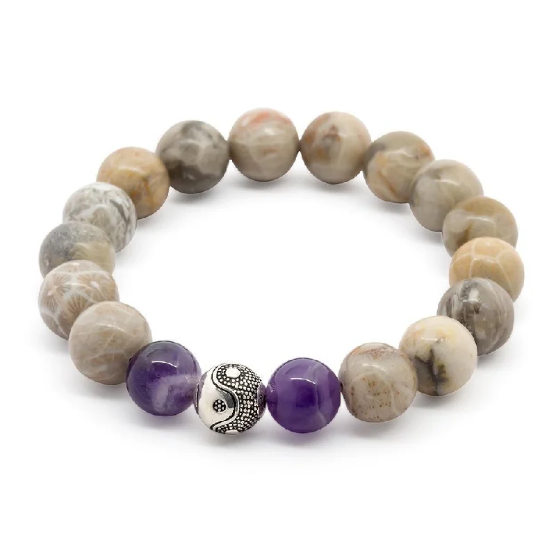 Fossil/Amy Stretch Bracelet with 925 Sterling Silver Bead