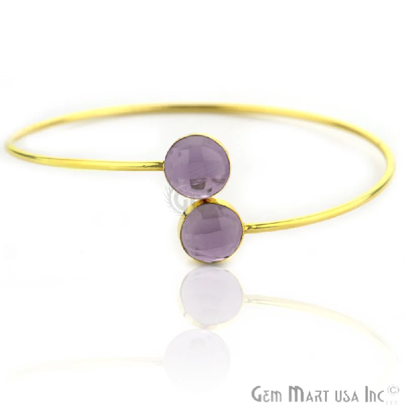 Round 10mm Adjustable Gold Plated Bangle Bracelet (Choose Gemstone)