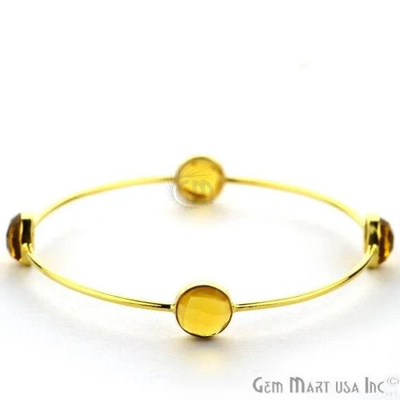 Citrine 10mm Round Shape Gold Plated Stacking Bangle Bracelet