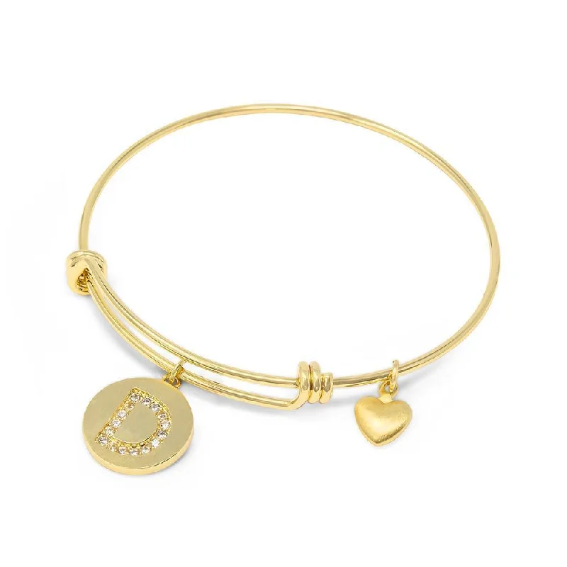 Handmade 20kt Gold Plated Crystal Initial Bracelet D