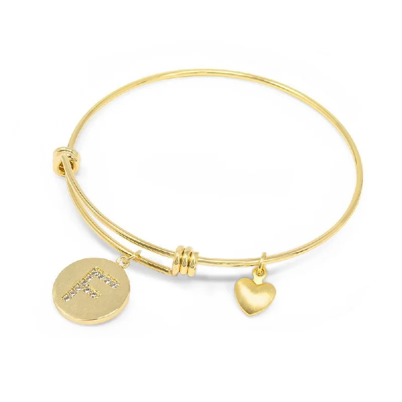 Handmade 20kt Gold Plated Crystal Initial Bracelet F