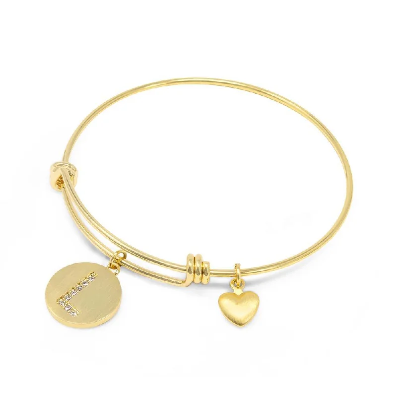 Handmade 20kt Gold Plated Crystal Initial Bracelet L