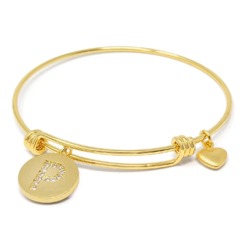 Handmade 20kt Gold Plated Crystal Initial Bracelet P