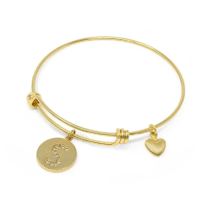 Handmade 20kt Gold Plated Crystal Initial Bracelet S