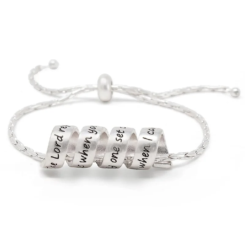 Inspirational Adjustable Bracelet - Footprint Silver Tone