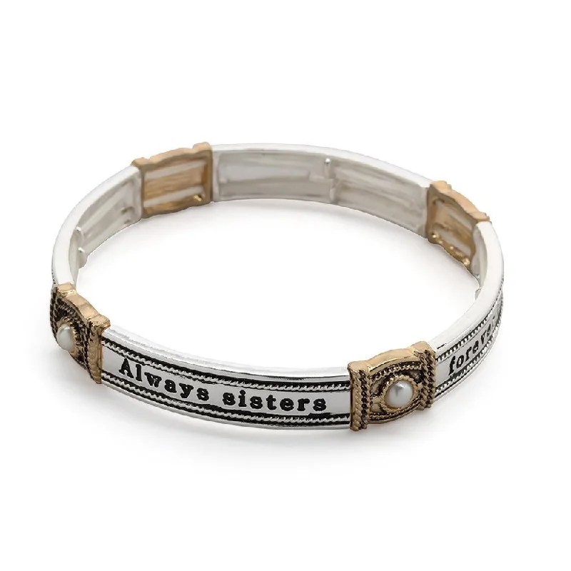 Inspirational Stretch Bracelet Always Sisters