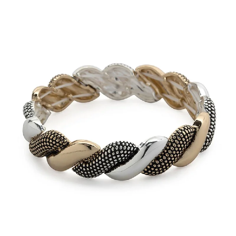 Large Stretch Bracelet Dots Braided Two Tone