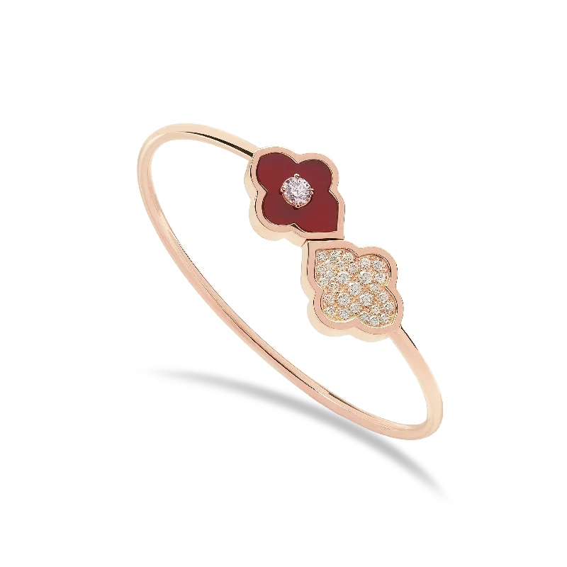 LUCE COLOUR - BRACELET FLEX TOI ET MOI ROSE GOLD PAVE CORNELIAN & 1 DIAMOND