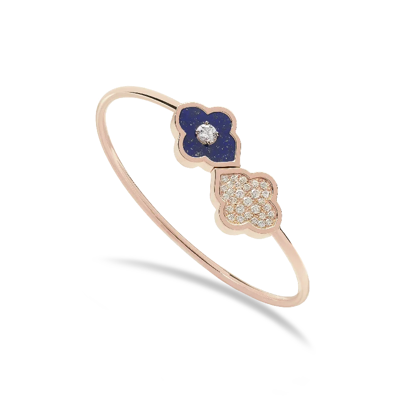 LUCE COLOUR - BRACELET FLEX TOI ET MOI ROSE GOLD PAVE LAPIS LAZULI & 1 DIAMOND