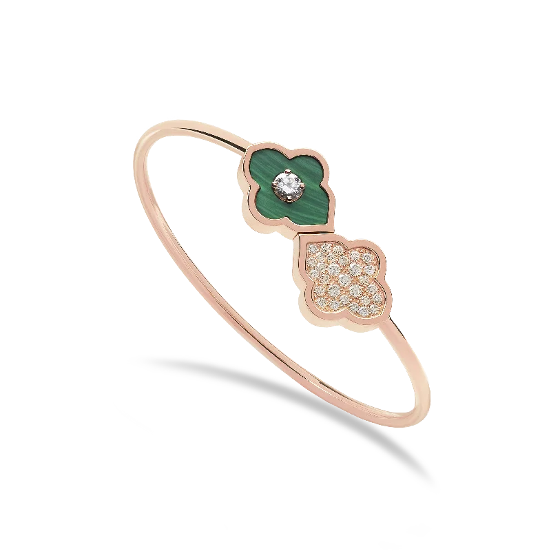 LUCE COLOUR - BRACELET FLEX TOI ET MOI ROSE GOLD PAVE MALACHITE & 1 DIAMOND