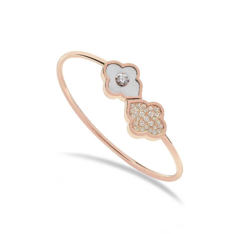 LUCE COLOUR - BRACELET FLEX TOI ET MOI ROSE GOLD PAVE MOTHER OF PEARL & 1 DIAMOND