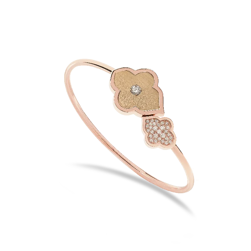 LUCE COLOUR - BRACELET FLEX TOI ET MOI S-M ROSE GOLD PAVE & 1 DIAMOND