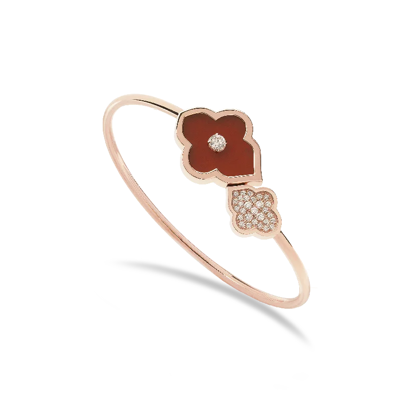 LUCE COLOUR - BRACELET FLEX TOI ET MOI S-M ROSE GOLD PAVE CORNELIAN & 1 DIAMOND