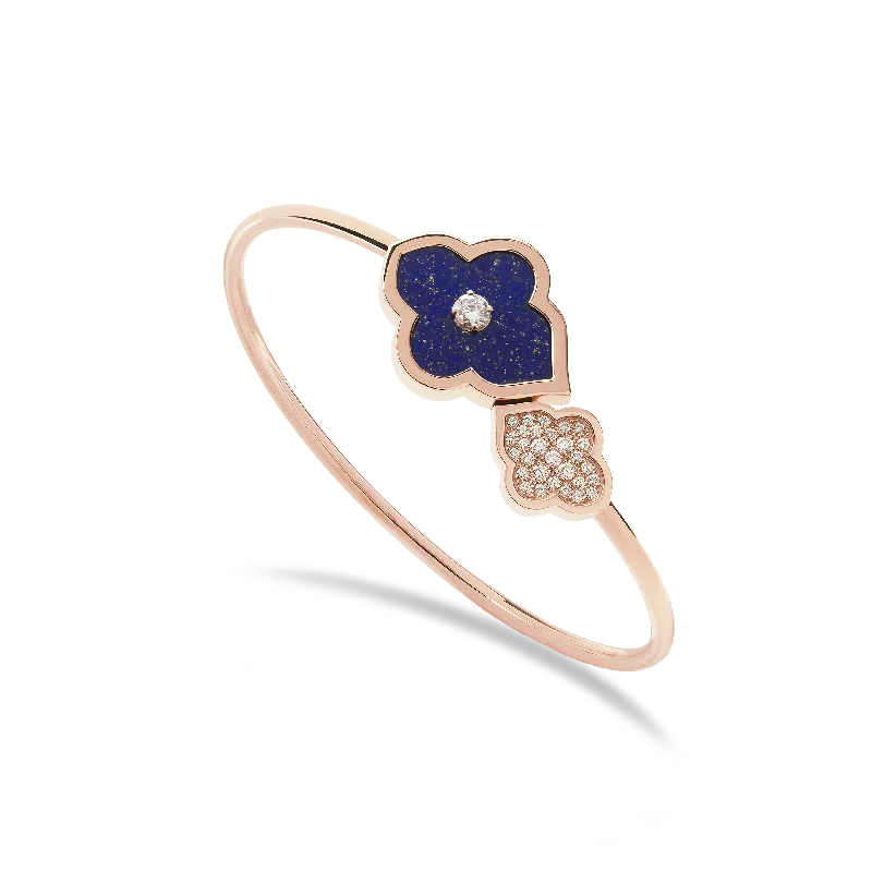 LUCE COLOUR - BRACELET FLEX TOI ET MOI S-M ROSE GOLD PAVE LAPIS LAZULI & 1 DIAMOND