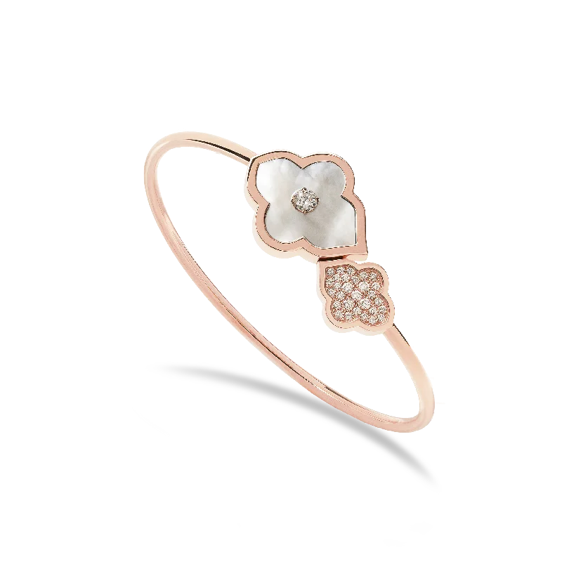 LUCE COLOUR - BRACELET FLEX TOI ET MOI S-M ROSE GOLD PAVE MOTHER OF PEARL & 1 DIAMOND