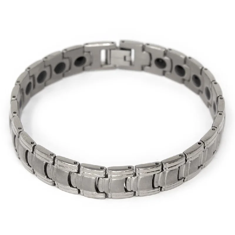 Men's Stainless Steel Link Bracelet with Magnet