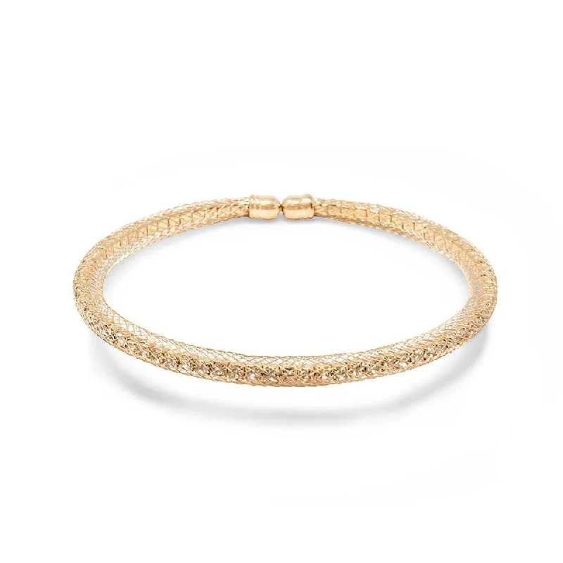 Mesh Clear Crystal Bracelet Bangle Gold Tone