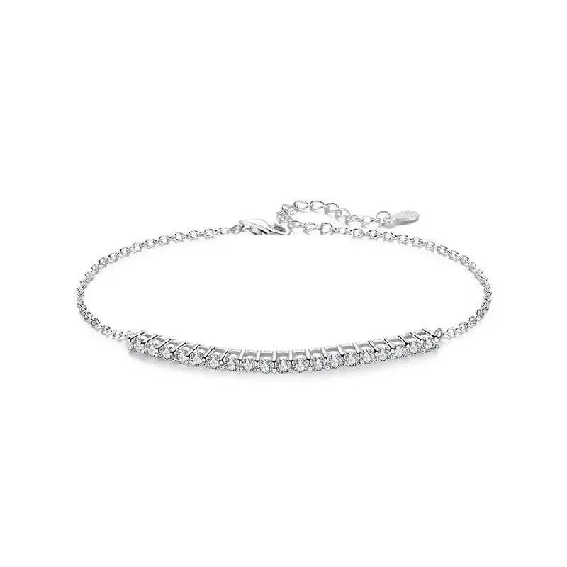 Moissanite Sterling Silver Luxury Diamond Jewellery Chain Dainty Adjustable Lady Bracelet Woman