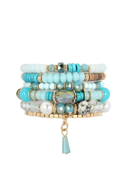 MULTI STONE BEADS STACKABLE BRACELET - TURQUOISE BLUE