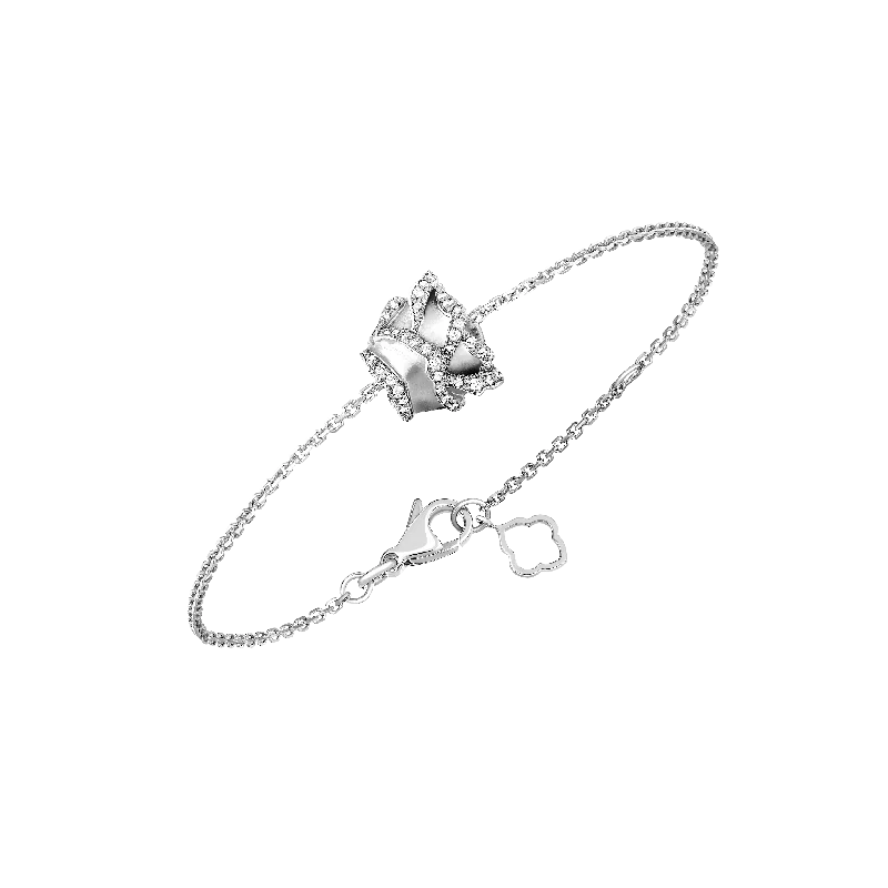 Rose of Hope - Satin White Gold and Diamond  Bracelet