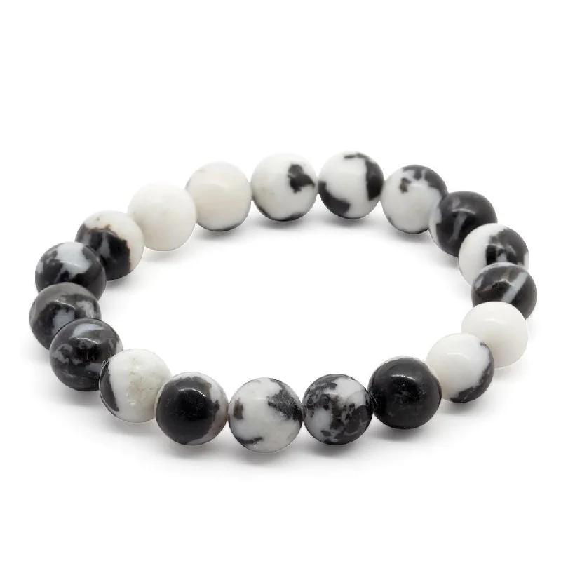 Semi Precious Stone Stretch Bracelet White Zebra