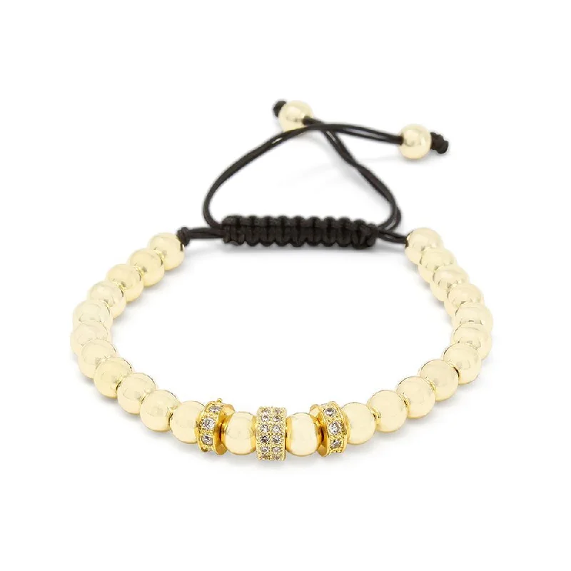 Stainless Steel Beaded Adjustable Bracelet Gold Plated