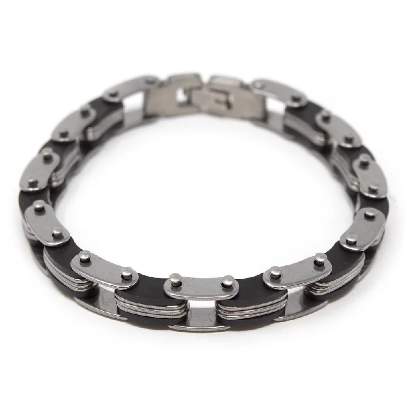 Stainless Steel Bracelet with Rubber Inlay