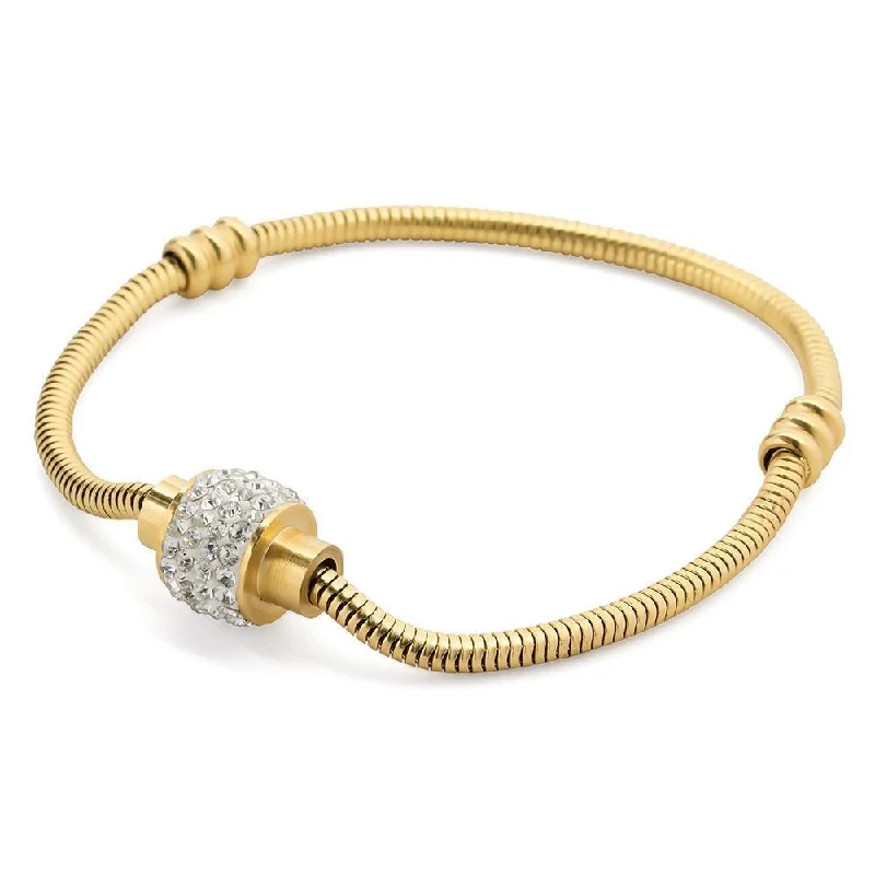 Stainless Steel Gold Plated CZ Closure Bracelet