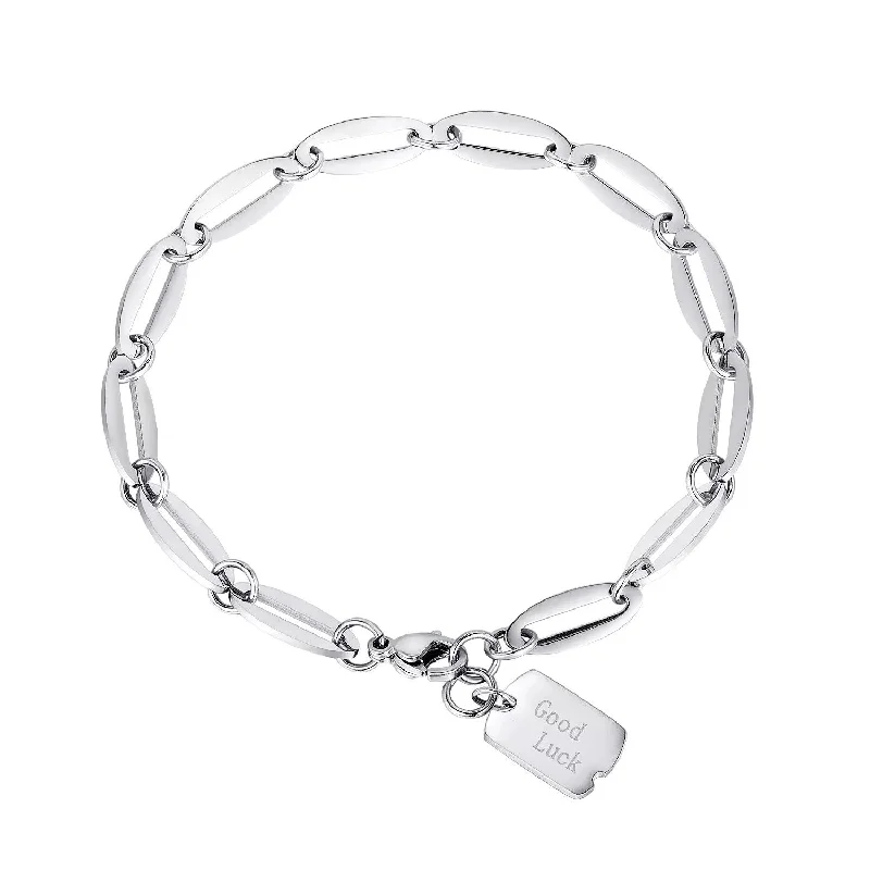 Stainless Steel Good Luck Link Bracelet