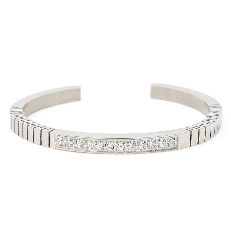 Stainless Steel Pave Crystal Flex Bracelet