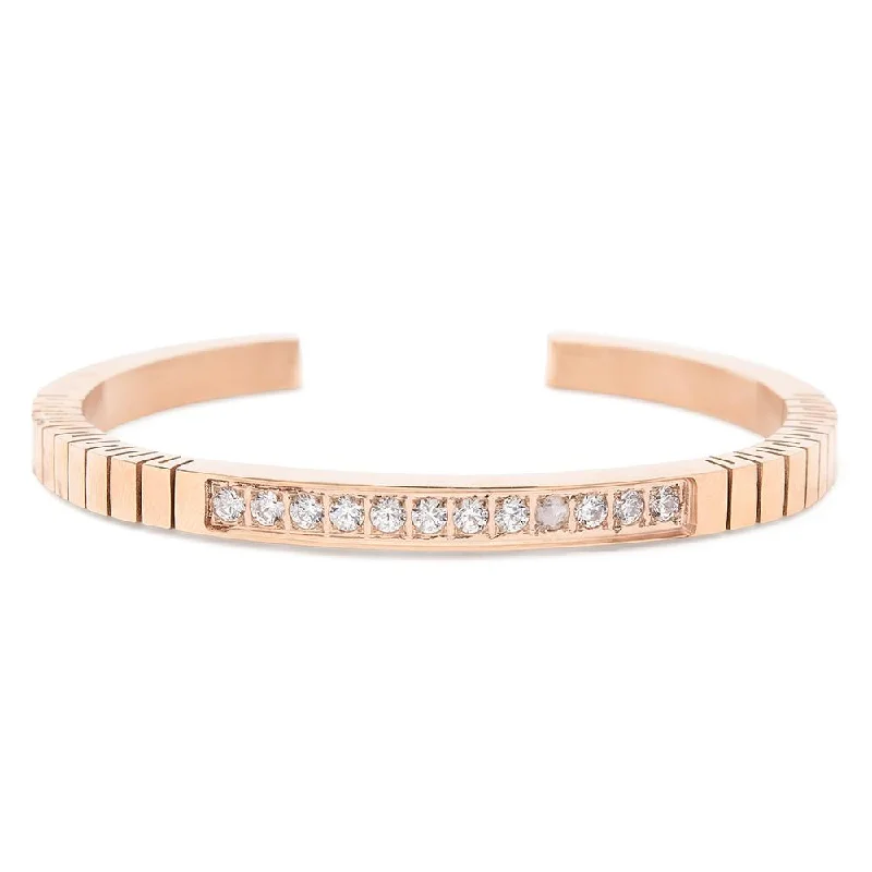 Stainless Steel Pave Crystal Flex Bracelet Rose Gold Plated