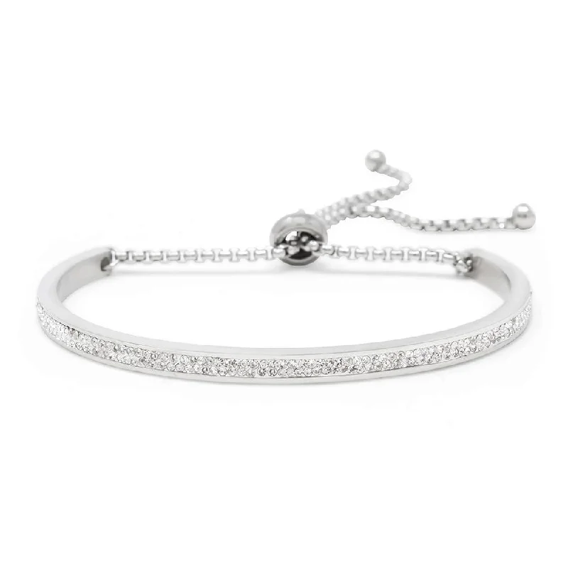 Stainless Steel Pave Crystal Slide Bracelet