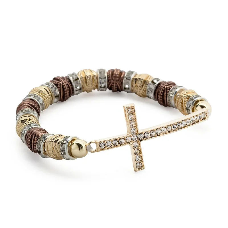 Stretch Bracelet Cross - Two Tone