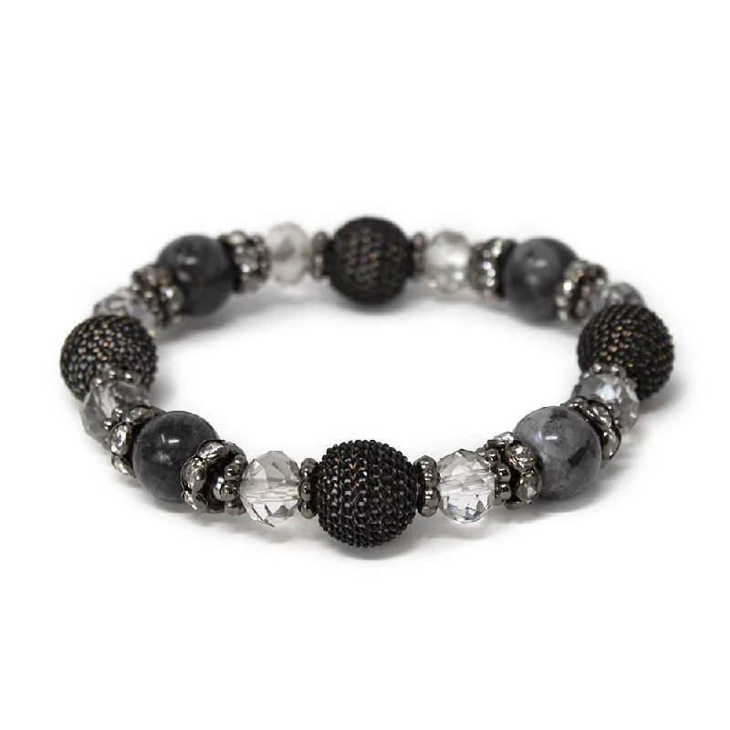 Stretch Semi-Precious Beaded Bracelet Black