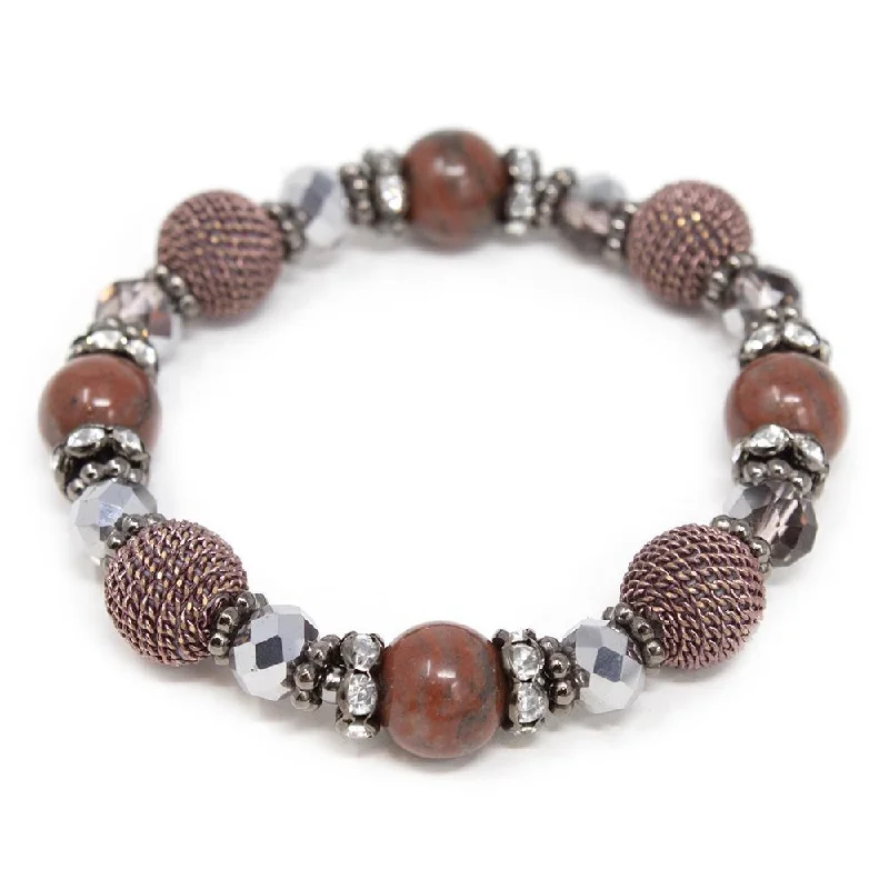 Stretch Semi-Precious Beaded Bracelet Coral