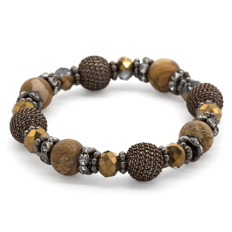 Stretch Semi-Precious Beaded Bracelet Jasper