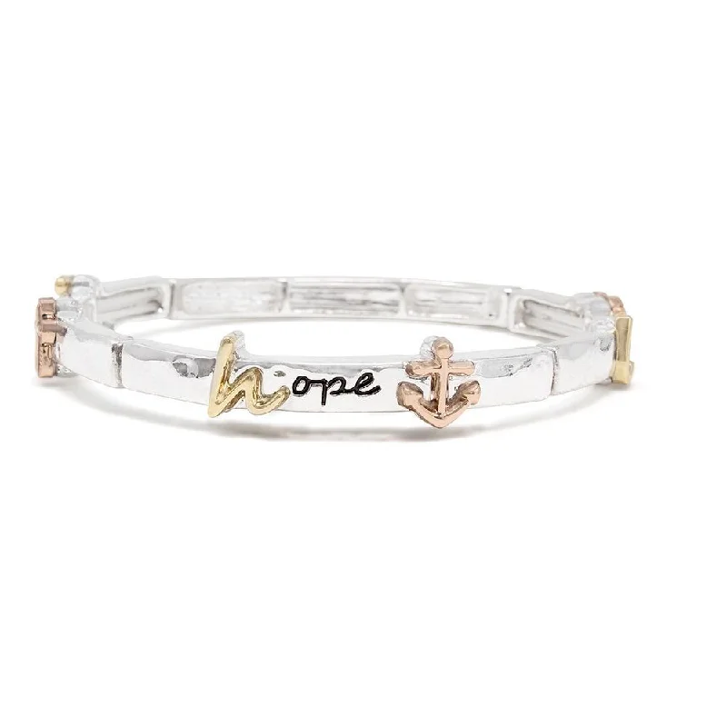 Three Tone Stretch Bracelet Faith Hope Love