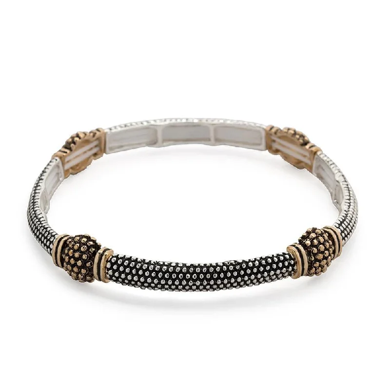 Two Tone Stretch Bracelet Dots Stations