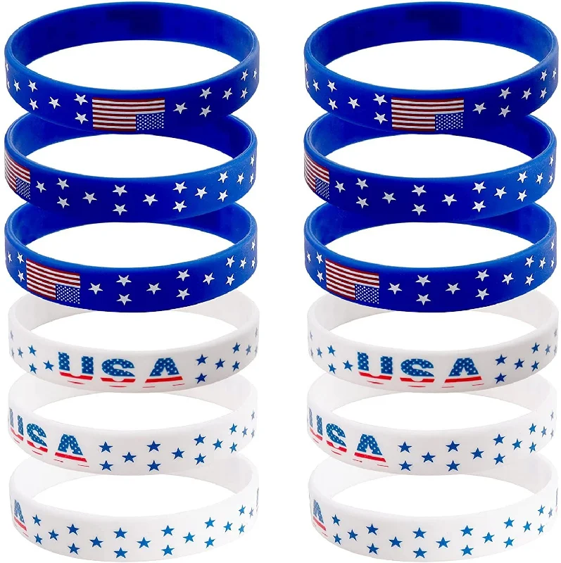 Wholesale 100PCS US Flag Independence Day Commemorative Party Silicone Bracelet