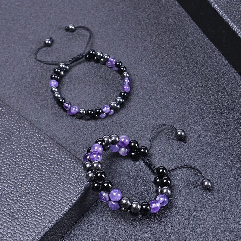 Wholesale Amethyst Double-layer Agate Beaded Bracelet