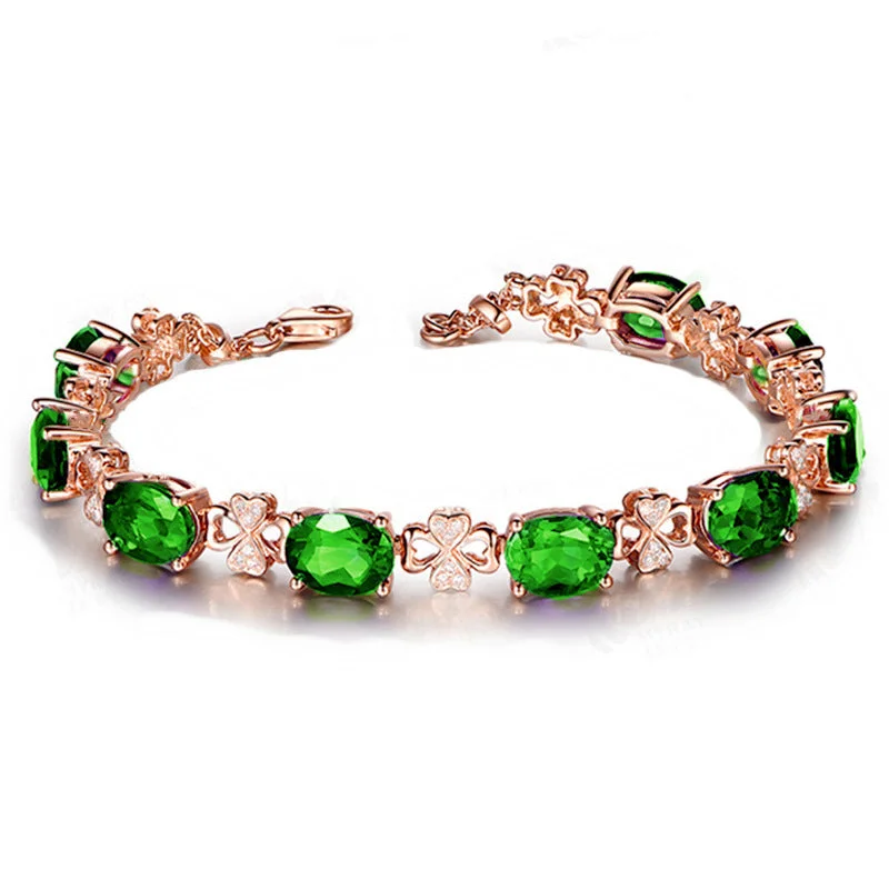 Wholesale Bracelet Copper Luxury Brazilian Emerald Diamond Bracelet OLY-BT-DSL001