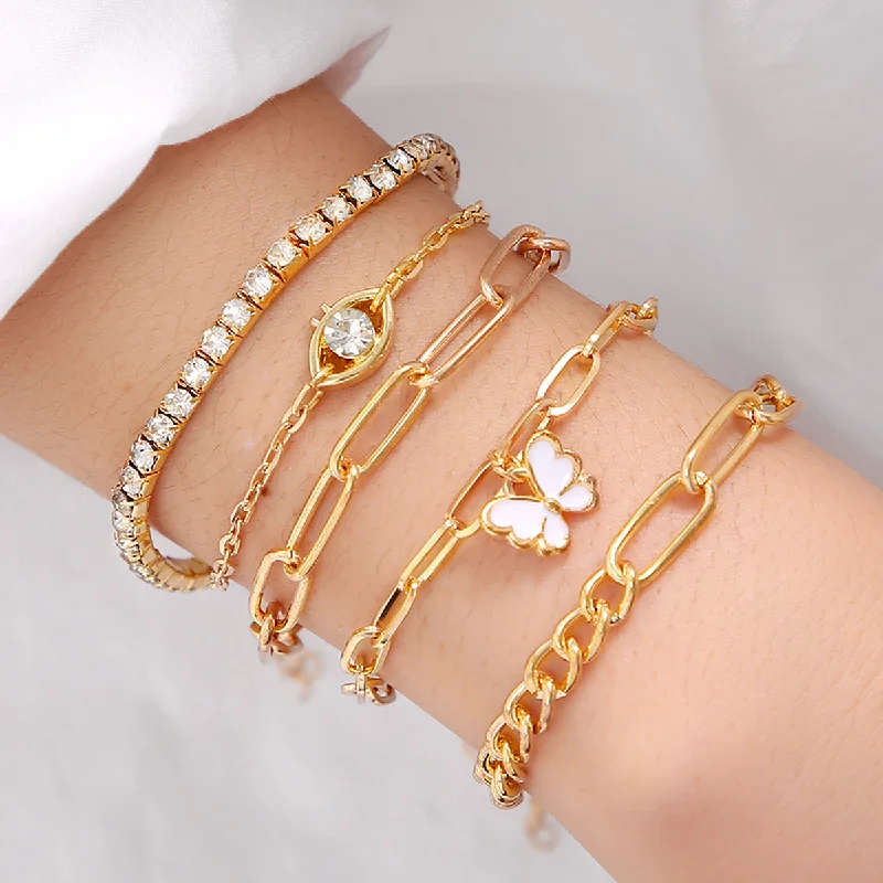 Wholesale Butterfly Diamond Alloy Bracelet