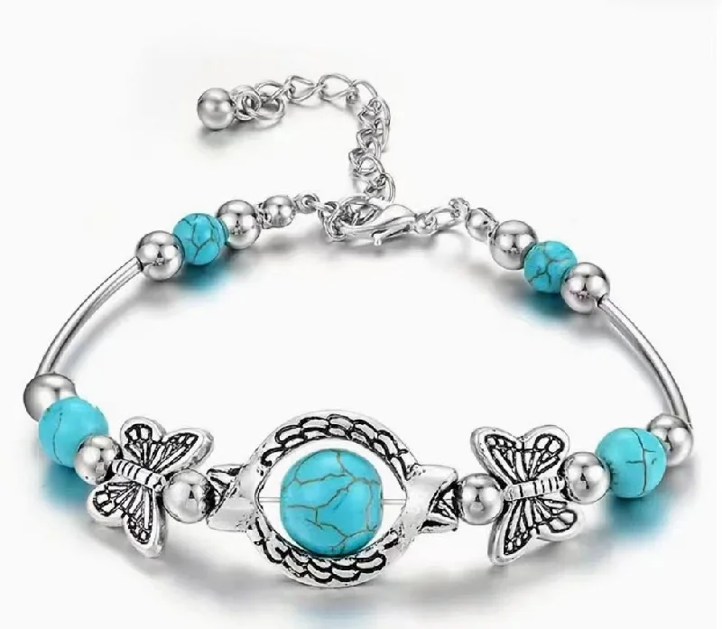 Wholesale Butterfly Turquoise Alloy Bracelet