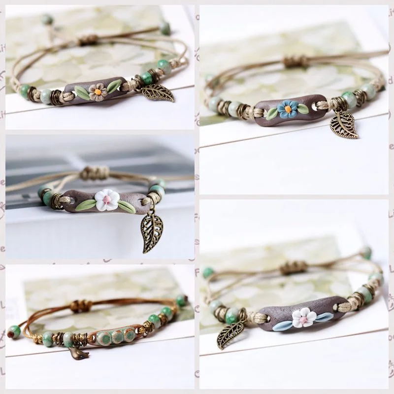 Wholesale clay color shoulder pole flower leaf Bracelet